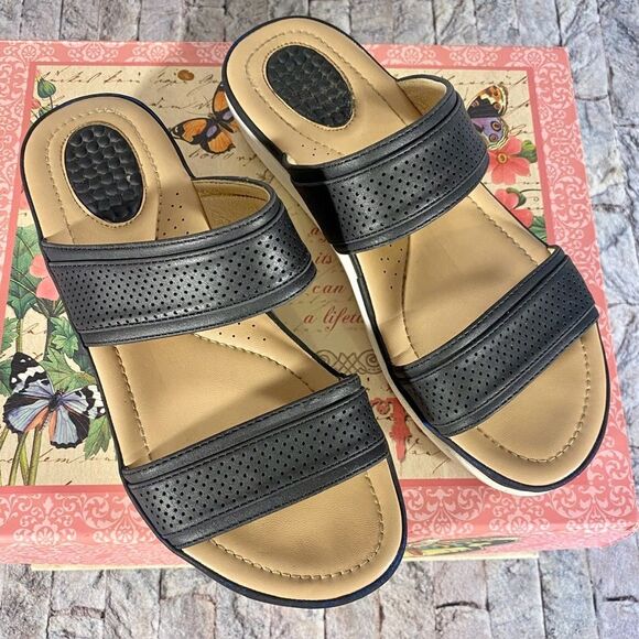 Womens Slide Cushioned Sandals Rubber Soles US Size 6.5 Euro Size 37 - Picture 7 of 7